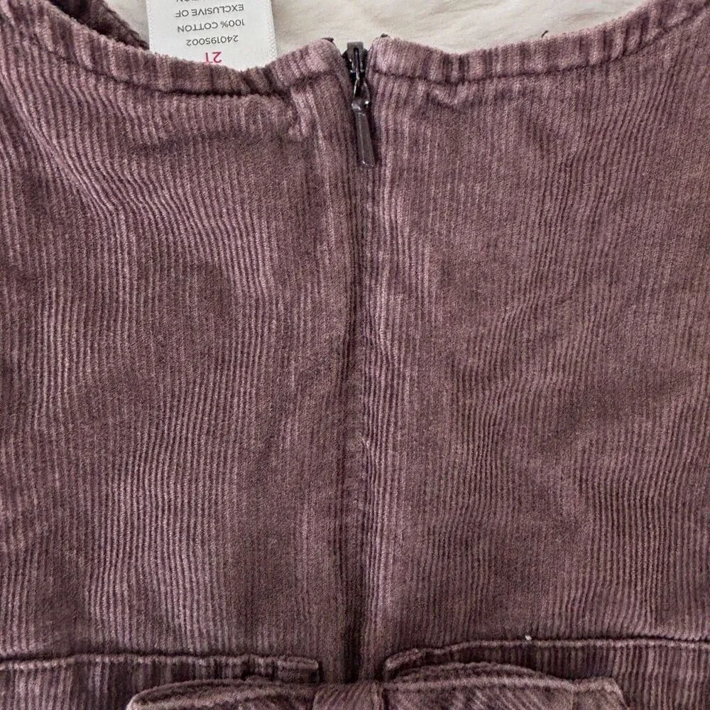 Gymboree Girls Size 2T Brown Corduroy Floral Embroidered Tiered Dress Y2K Bow